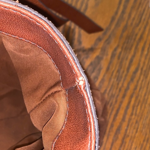 Fossil Cow Suede Rayna Large Boho Western Brown Leather Tote Purse Bag Fringe - Picture 15 of 15